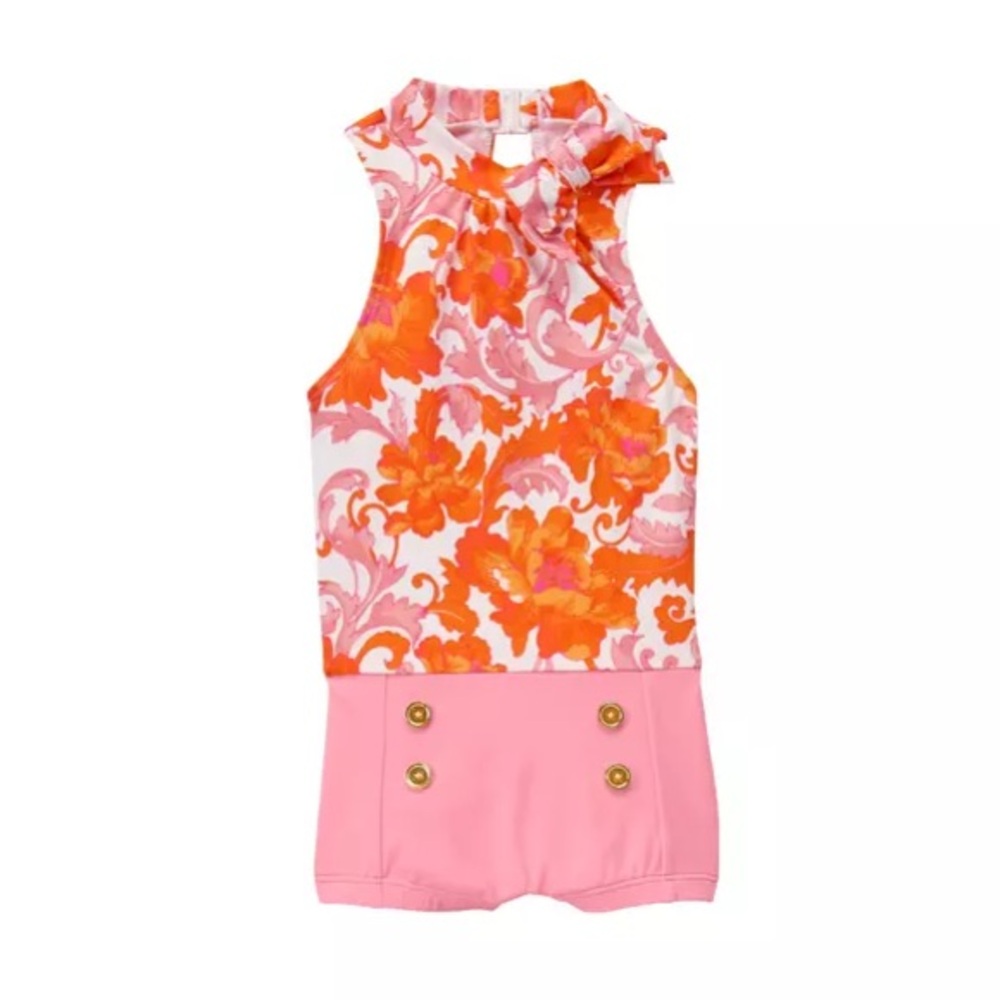 Janie and Jack Clementine Bloom One Piece Floral Swimsuit Size 12-18 Months